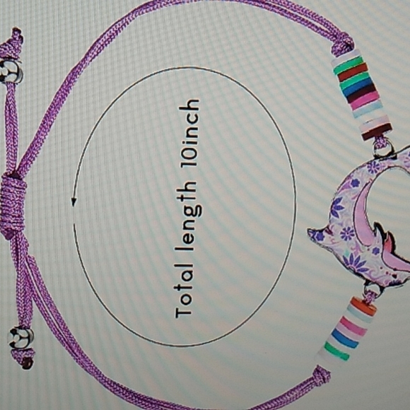 BBTO Gorgeous Dolphin Bracelet w Purple Cording up to 10 inches - Picture 5 of 6
